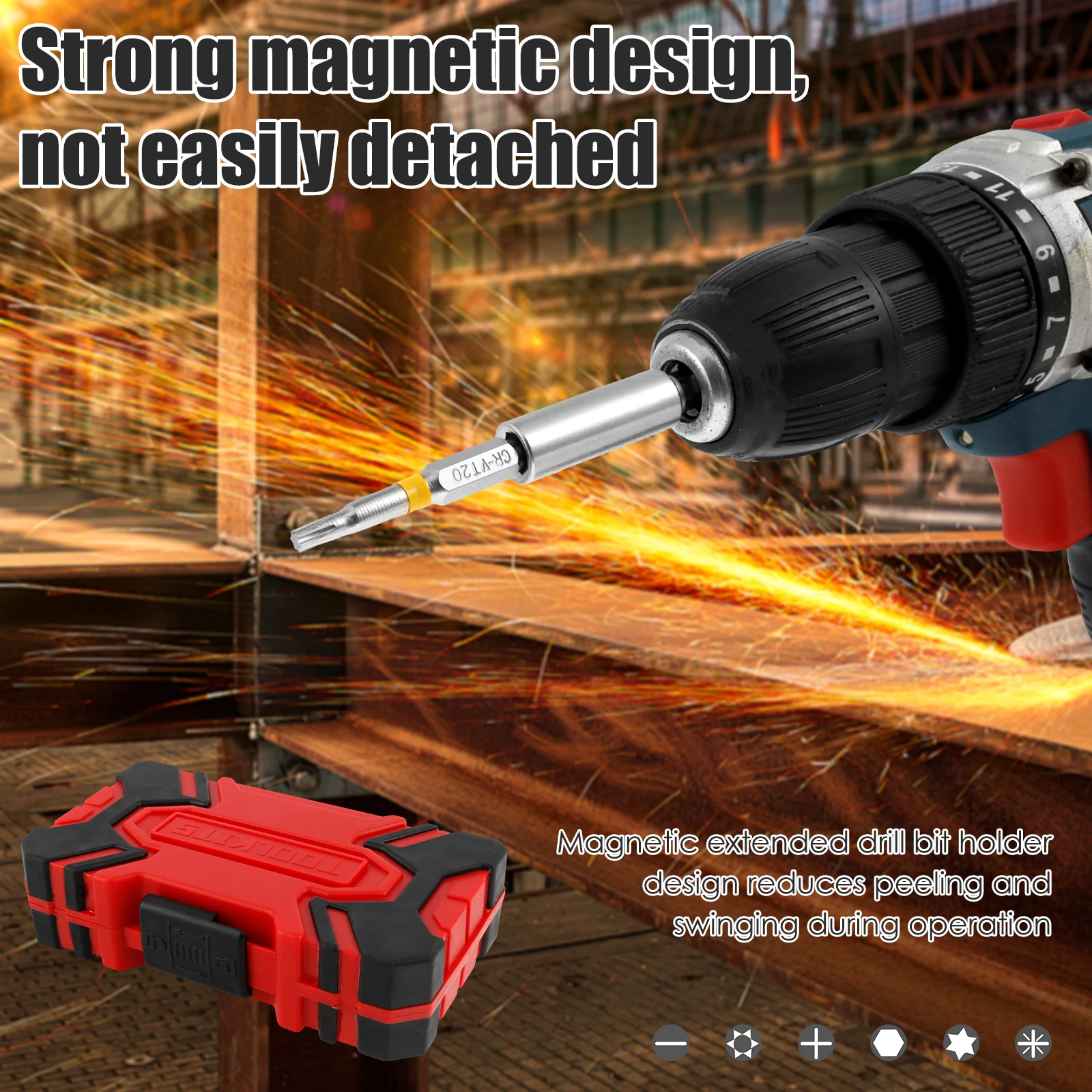 Imagem -05 - Conjunto de Bits de Chave de Fenda Colorido Bits de Segurança Conjunto de Chave de Fenda Elétrica com Case Portátil Aço Magnético Longo Broca Conjunto 83 Peças
