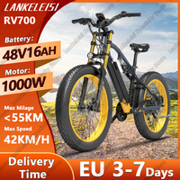 Lankeleisi RV700 E-Bike 1000W Motor 48V16ah Battery Mountain Electric Bicycle Aldult 26*4.0 Inch Fat Tire Off-road Electric Bike