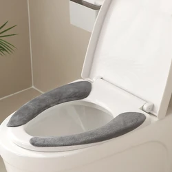 2Pc/set Washable Toilet Seat Filling Bathroom Mat Reusable Warm Plush Toilet Sticker Toilet Seat Covers  Seat Cover Universal