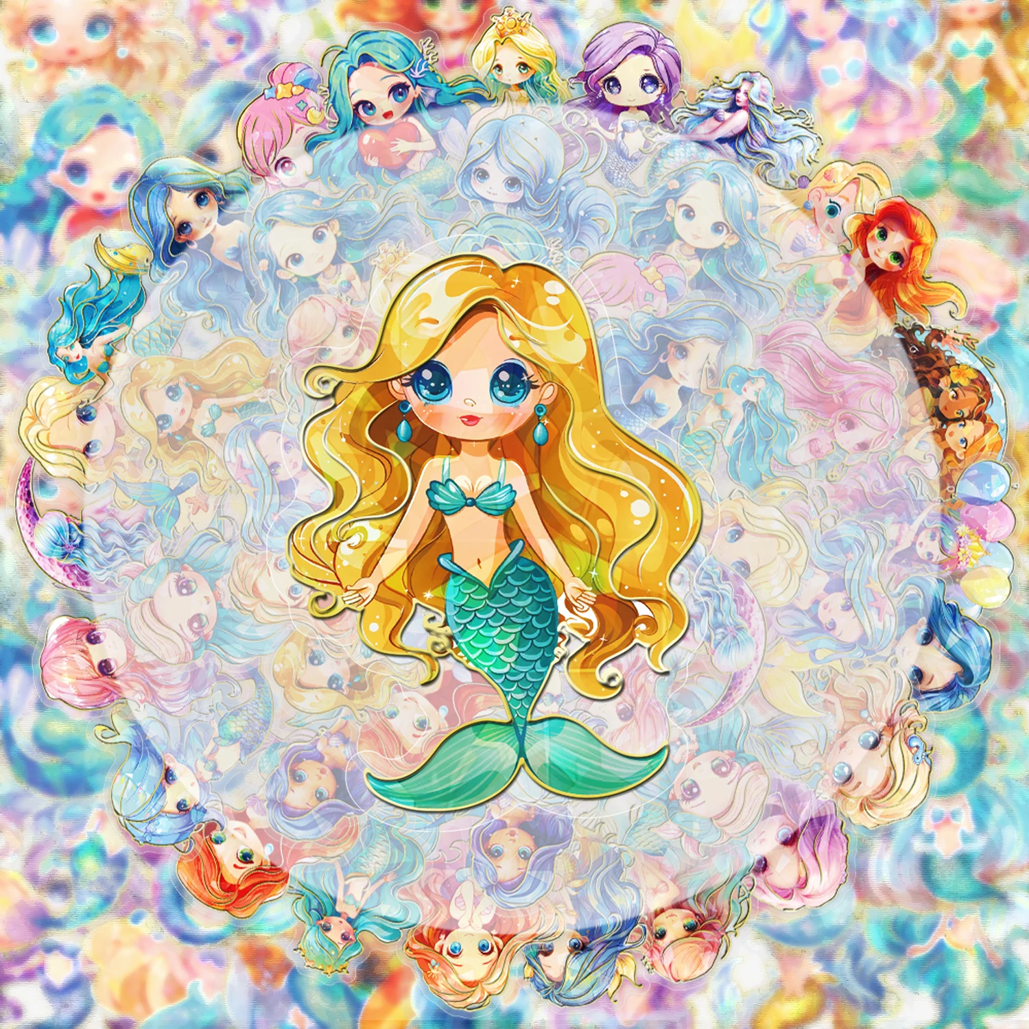 30 Laser Fantasy Mermaid Stickers, Vibrant Stickers Suitable for Water Bottles, Laptops, Cell Phones, Suitcases, Skateboards, Guitars, Party Decorations