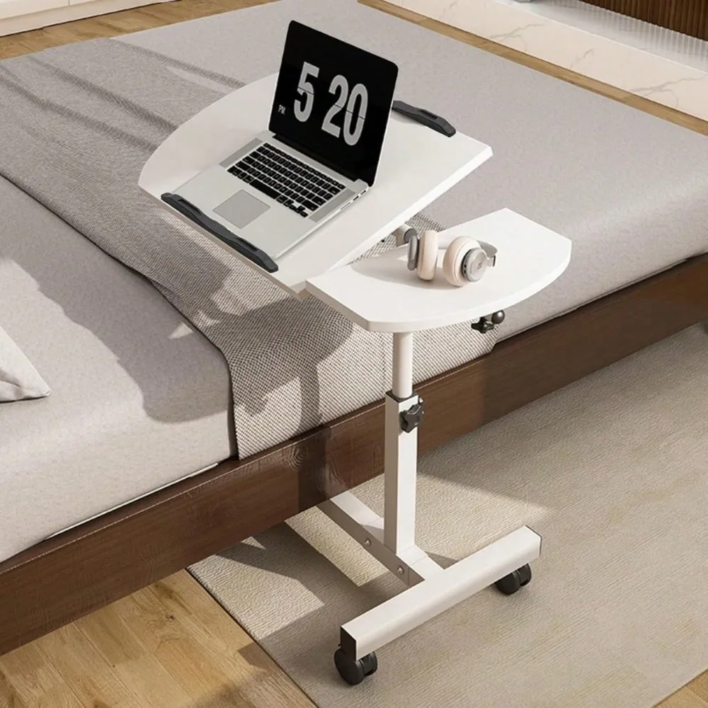 

Регулируемый стол на колесиках, подставка для ноутбука, наклонная столешница для дома, офиса, белый цвет