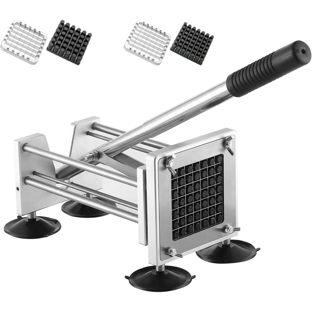 

Manual Potato Cutter with Dual Blades for French Fries and Vegetables, Stainless Steel Design