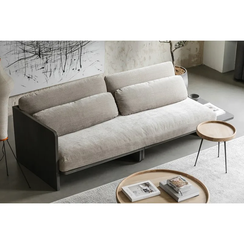 Tavolo da tè rotondo moderno e semplice per soggiorno, divano, gambe in legno