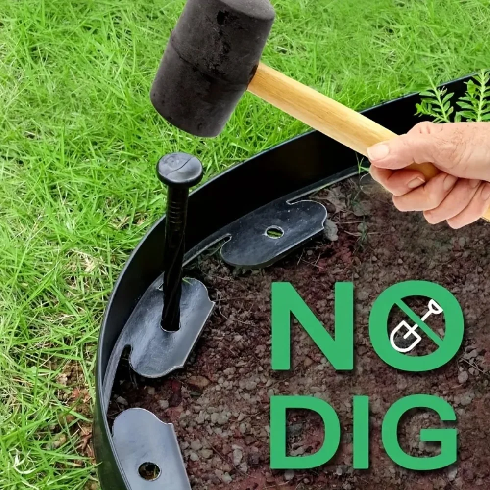 10m/33ft No-Dig Flexible Plastic Garden Edging Easy Install Terrace Board for Flower Beds Landscaping Lawn Border Natural Look