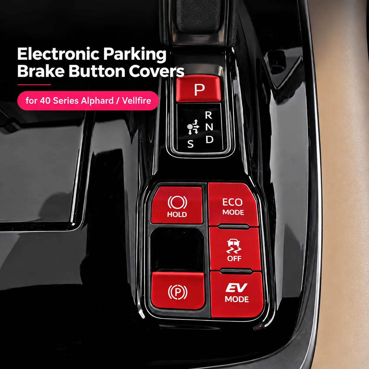Car Parking Brake Button Trim for Toyota Alphard Vellfire 40 Series RHD Aluminum Alloy Console Control Sticker Set Silver or Red