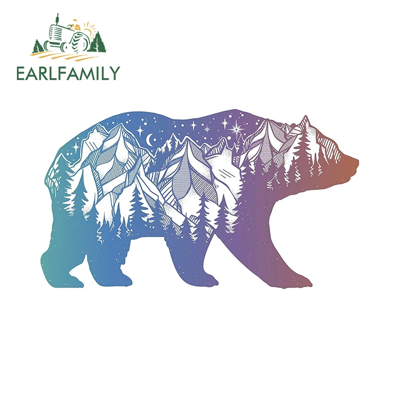 EARLFAMILY 13cm X 10.8cm for Camping Wild Bear Car Stickers Fashionable Creative Decals Sunscreen Laptop Caravan Decor Car Goods