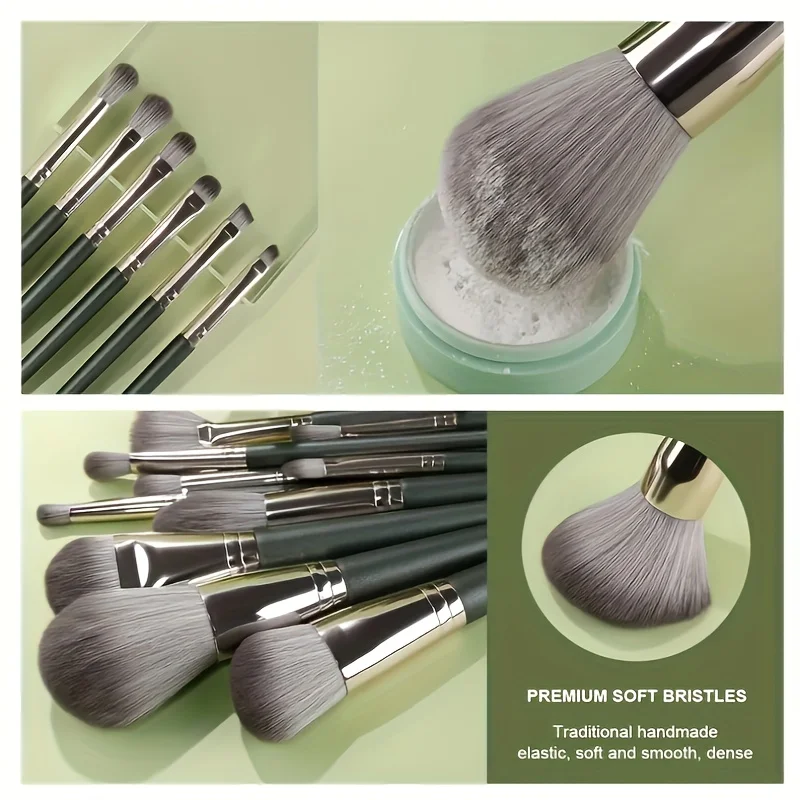 Juego de brochas de maquillaje de lujo de 14 piezas: brochas profesionales para todo el rostro y los ojos, súper suaves para aplicar base, colorete, etc.