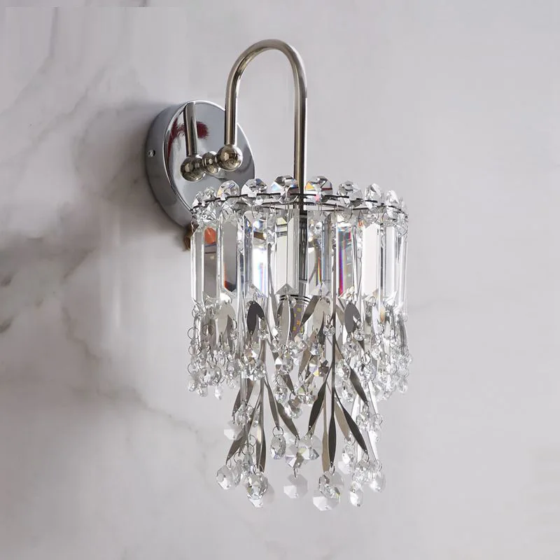 Light luxury crystal bedroom wall lamp bedside high sense living room decoration Zhongshan lamps aisle lamp