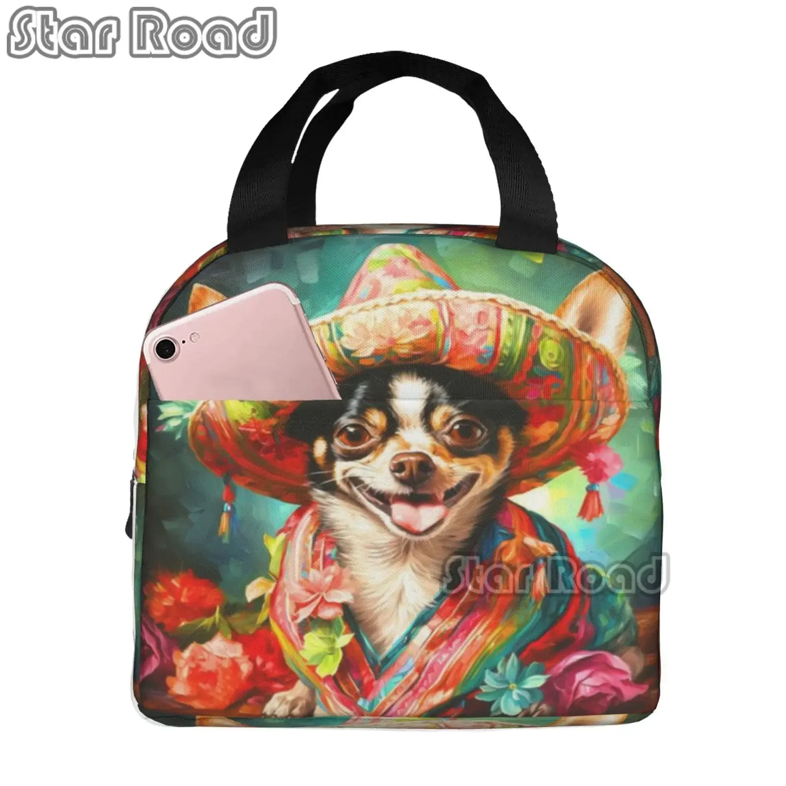 Chihuahua Dog Insulated Lunch Bag for Women Portable Animal Puppy Lovers Cooler Thermal Lunch Tote Office Work School