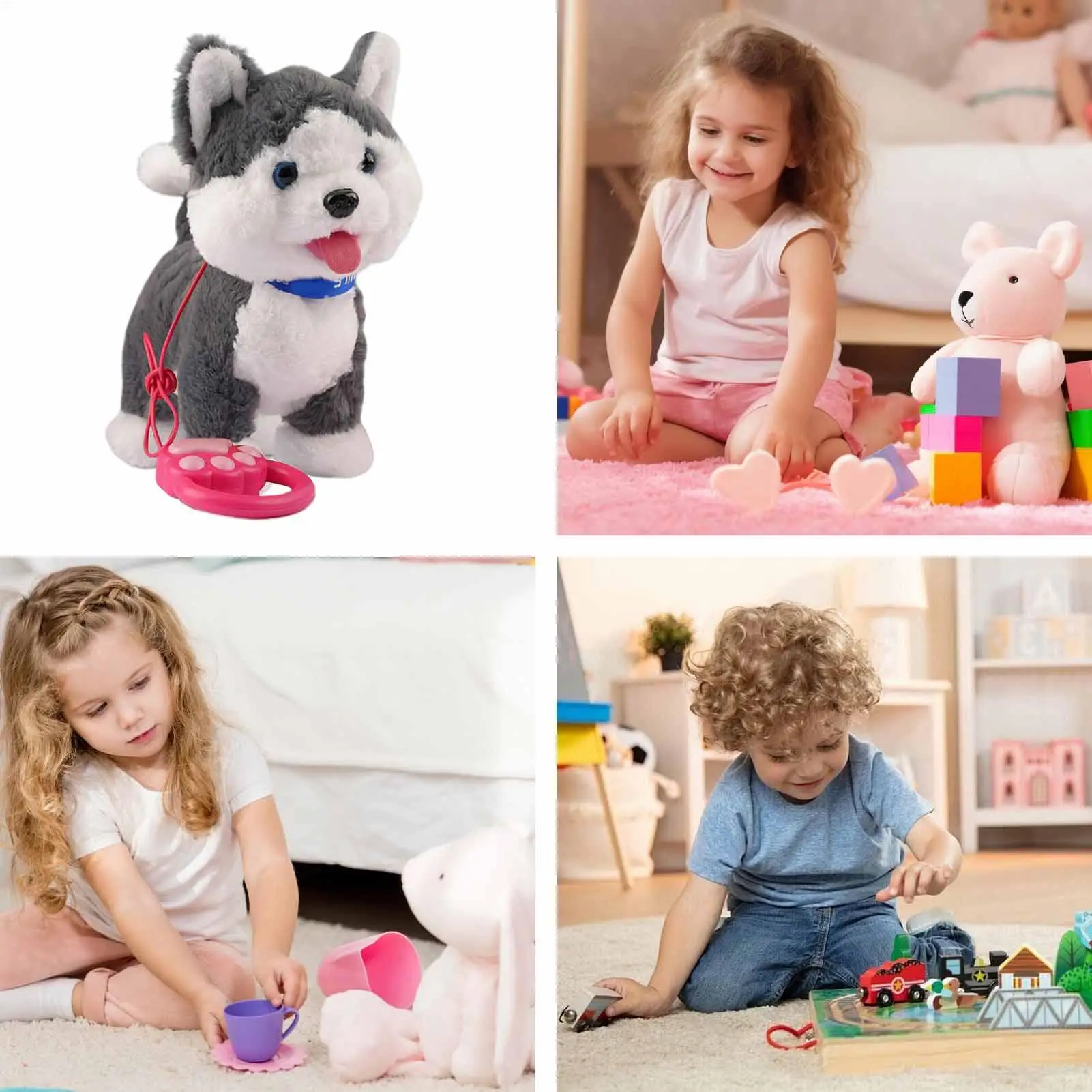 Brinquedo de cachorro robô interativo de pelúcia andando com música cachorro robô que atende como um cachorrinho real para crianças meninos meninas festa de aniversário