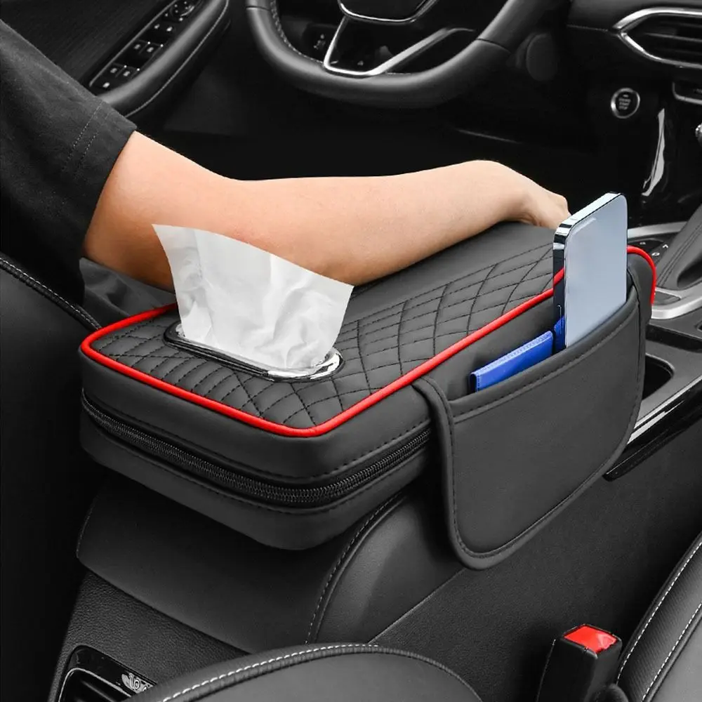 

Car Armrest Box Pad Tissue Box Armrest Pad Center Console Protector Cover With Side Storage Pocket Paper Rack Armrest