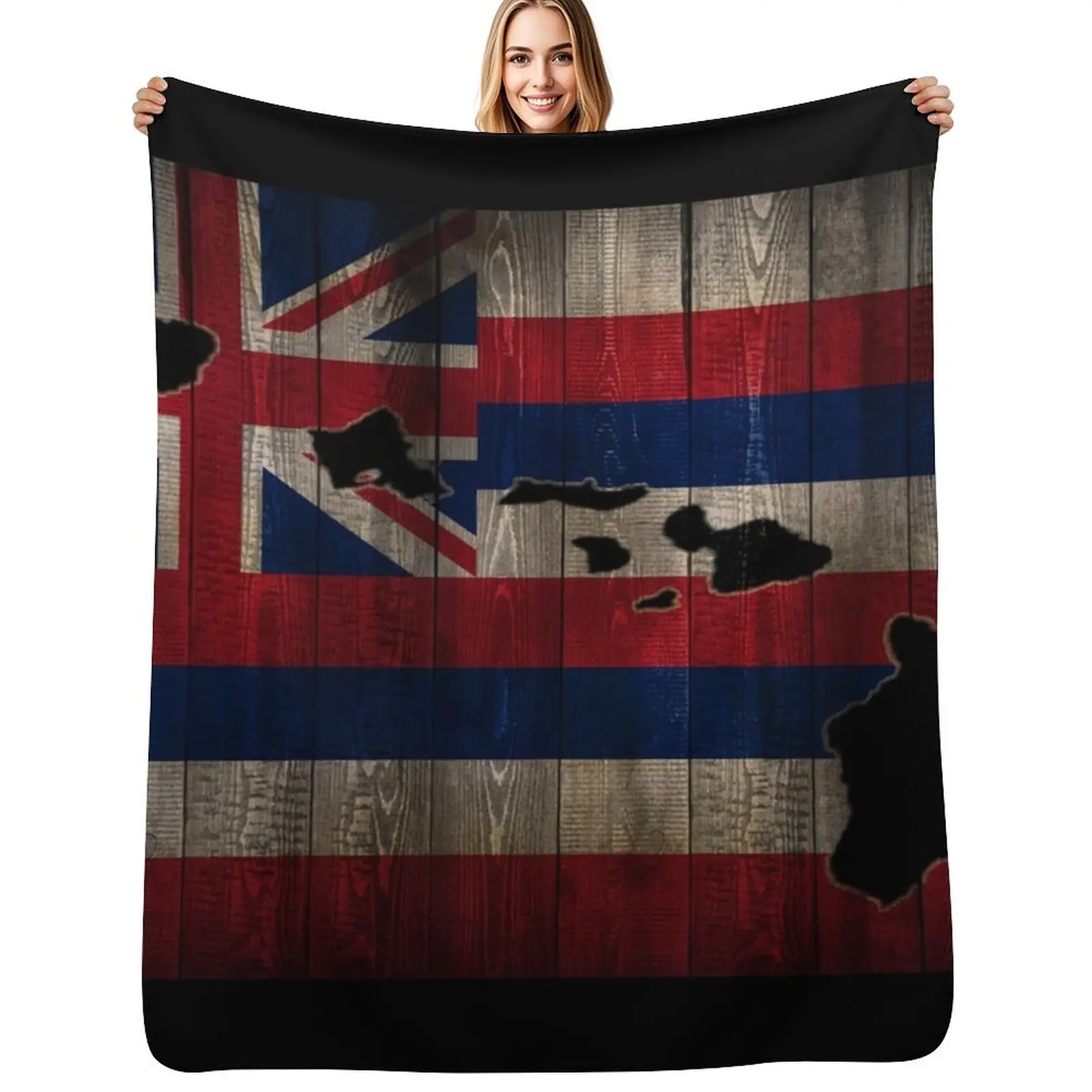 Hawai'i Flag with Hawaiian Islands by Hawaii Nei All Day Throw Blanket Sofa Travel Kid'S Baby Luxury Thicken Blankets