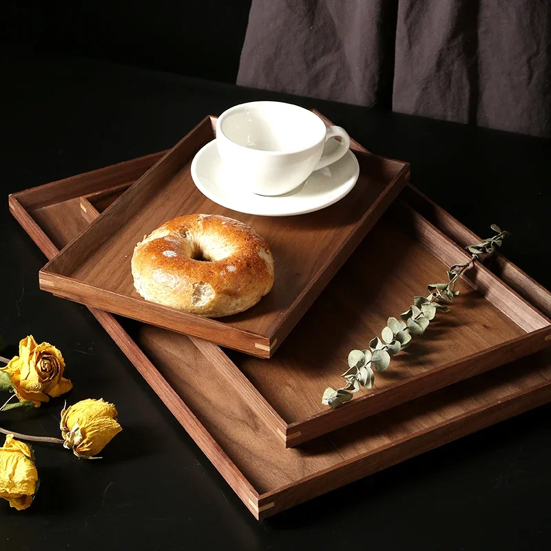 Natural Wood Tray Home Japanese Tea Tray Put Cups Fruit Black Walnut Dinner Plate Logs Whole Cutting