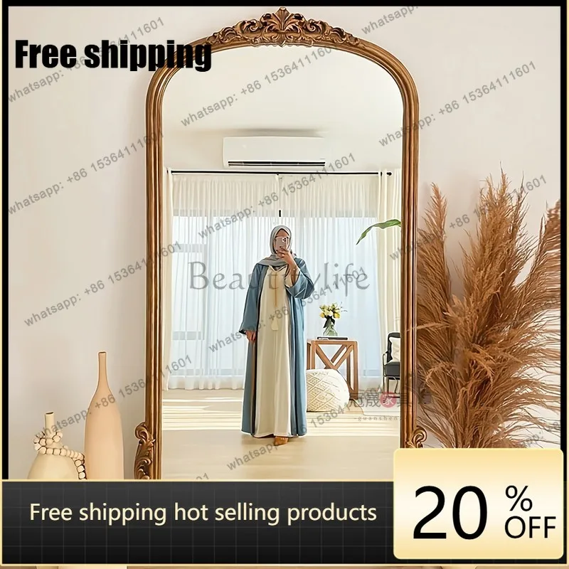 LJY European full body mirror French floor mirror American carved living room full-length mirror