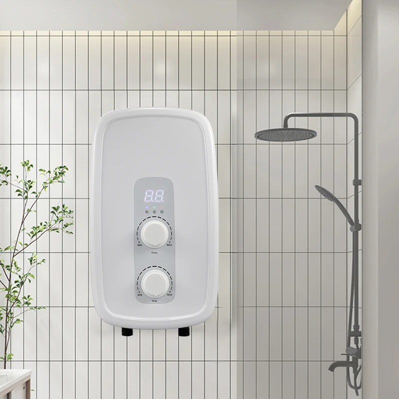 Pump Design Plastic LED Hotel Use Bathroom Fast Heating Tankless Electric Water Heater 220V