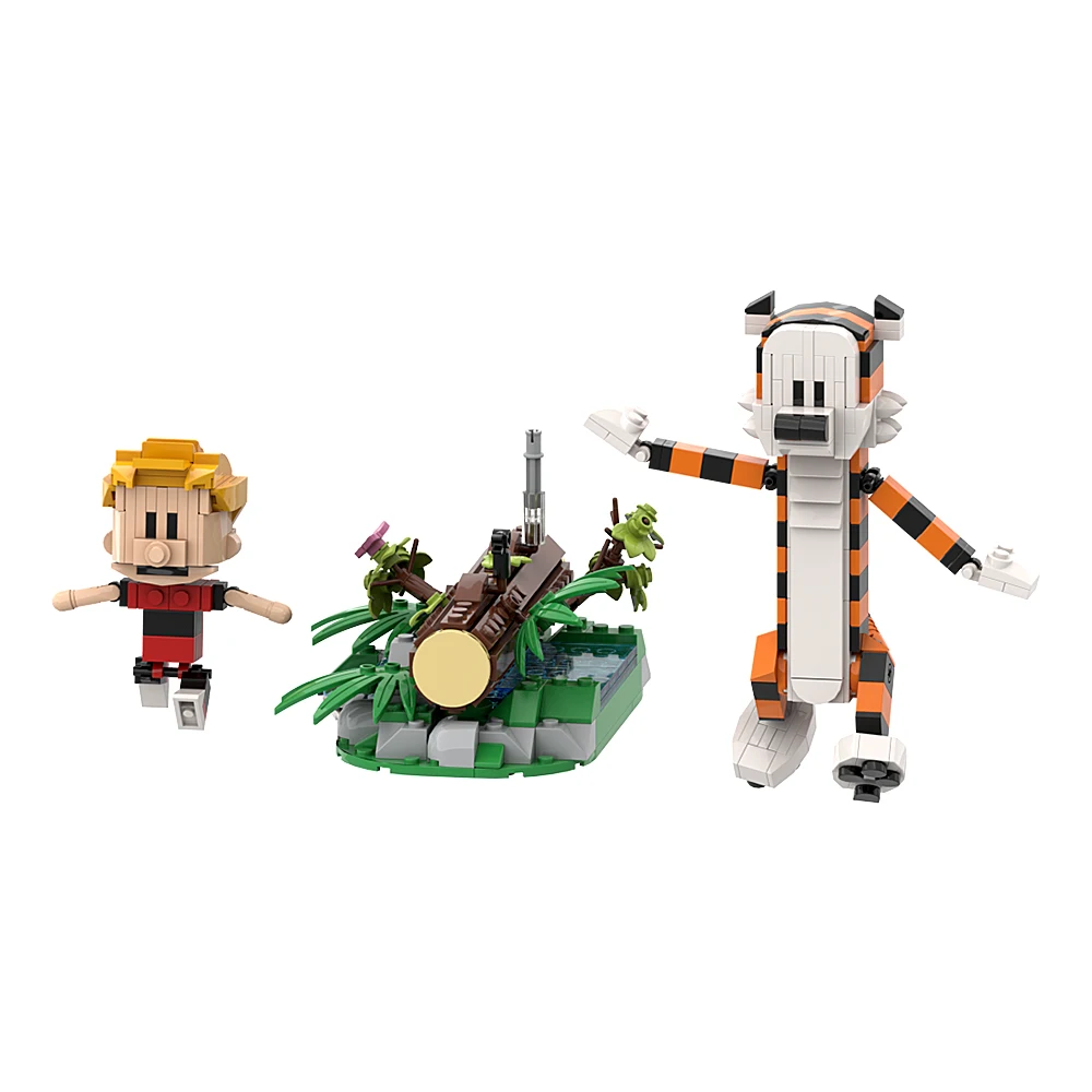 Moc Calvined and Hobbes Building Blocks Classic Comic Book Figure Shooting Game Tiger Bricks Sets Educational Toys Collect gifts