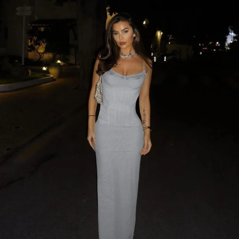 サンハートレディース-エレガントなニットロングドレス,セクシー,マキシ,ライト,パープル,魚の骨,スパゲッティストラップ,ノースリーブ,ホルター,パーティー,新作