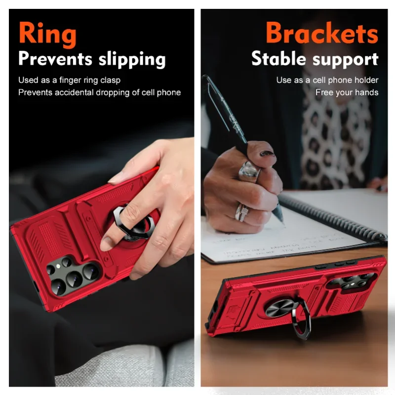 Case For Samsung A14 A15 25 35 55 S24 S23 Ultra Plus FE Magnetic Rotated Ring Kickstand Heavy Duty Drop Protection Wallet Cover