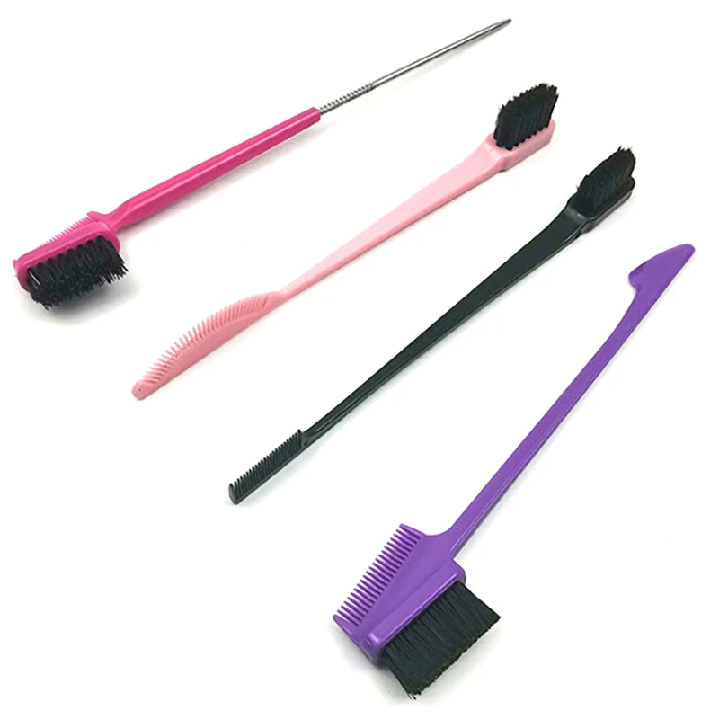 Multifunções escova de borda do cabelo, sobrancelha dupla, pente de cabelo profissional, escovas de sobrancelha, ferramenta cosmética, 2 em 1