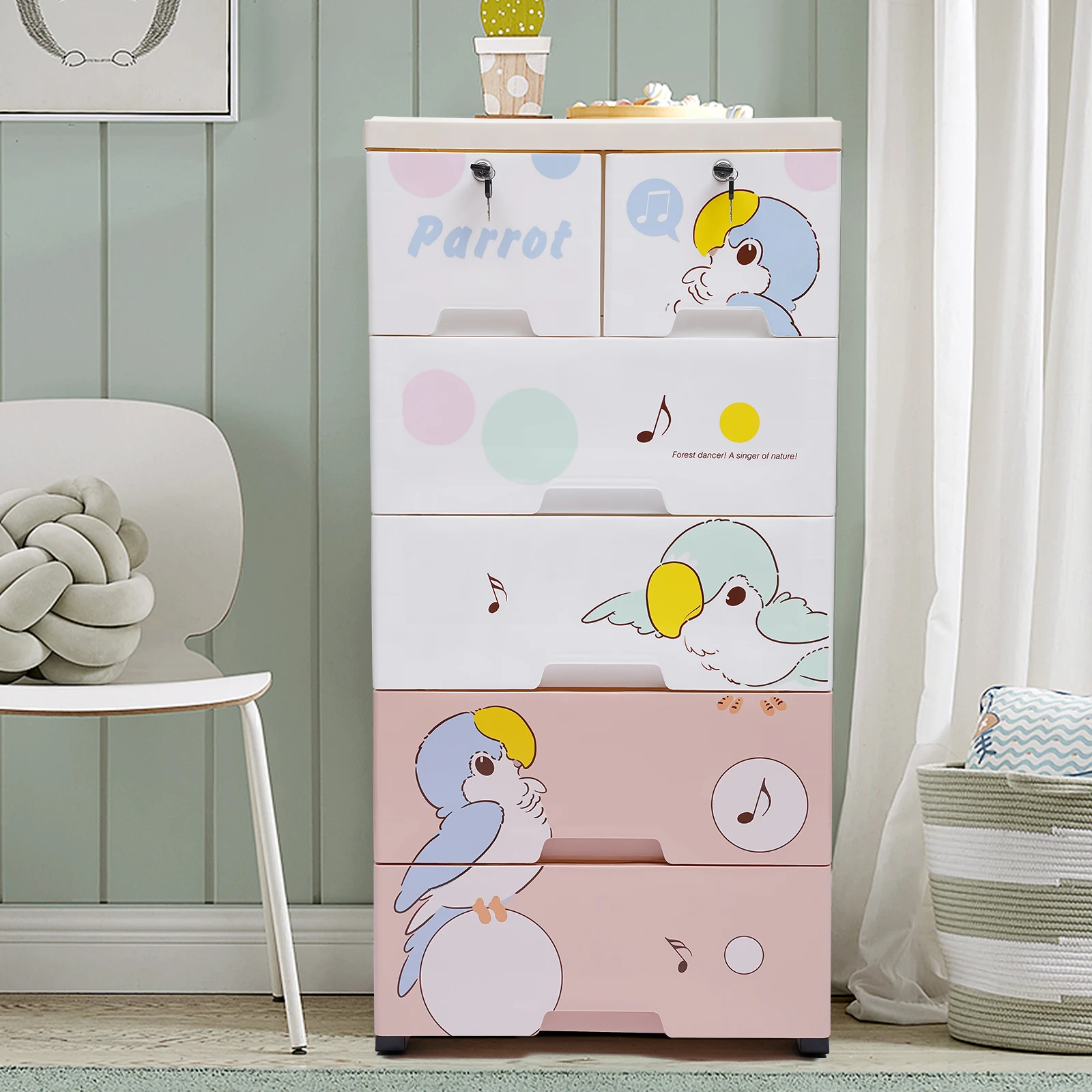 

6-Drawer Multi-color Modern Simple PP Drawer Dresser for Home Office 30kg Load Capacity Easy Assembly