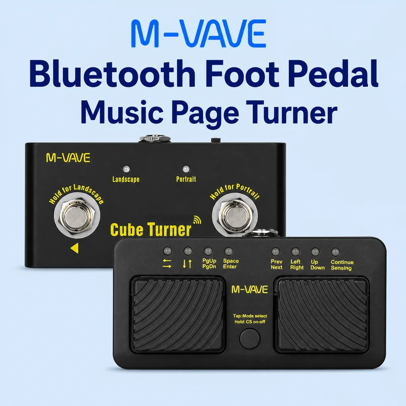 M VAVE Wireless Bluetooth Page Turner Smart Sheet Music Flipper Foot Pedal For Ios Android Piano Guitar Performance