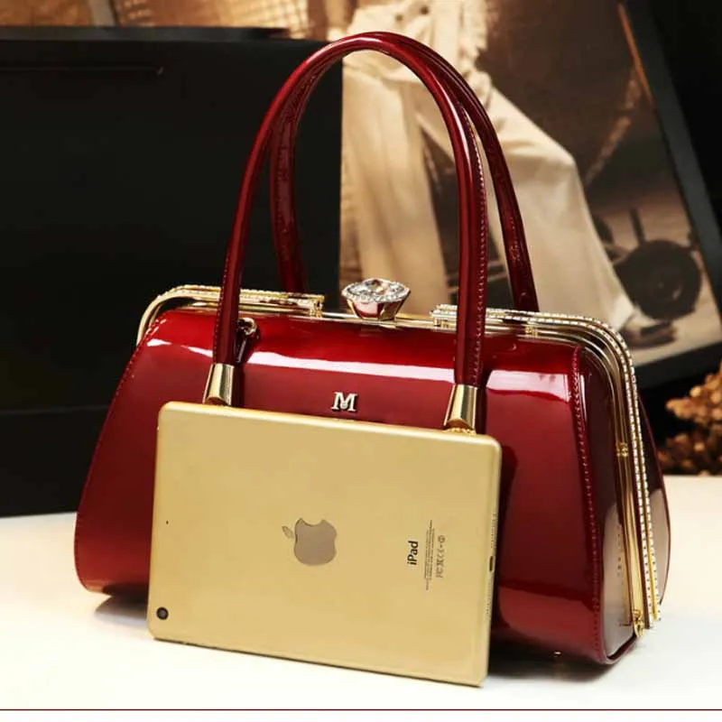 Women Patent Leather Fashion Handbags Handle Purse Satchel Bag Shoulder  For  Ladies Top  s Bolsas De Mujer