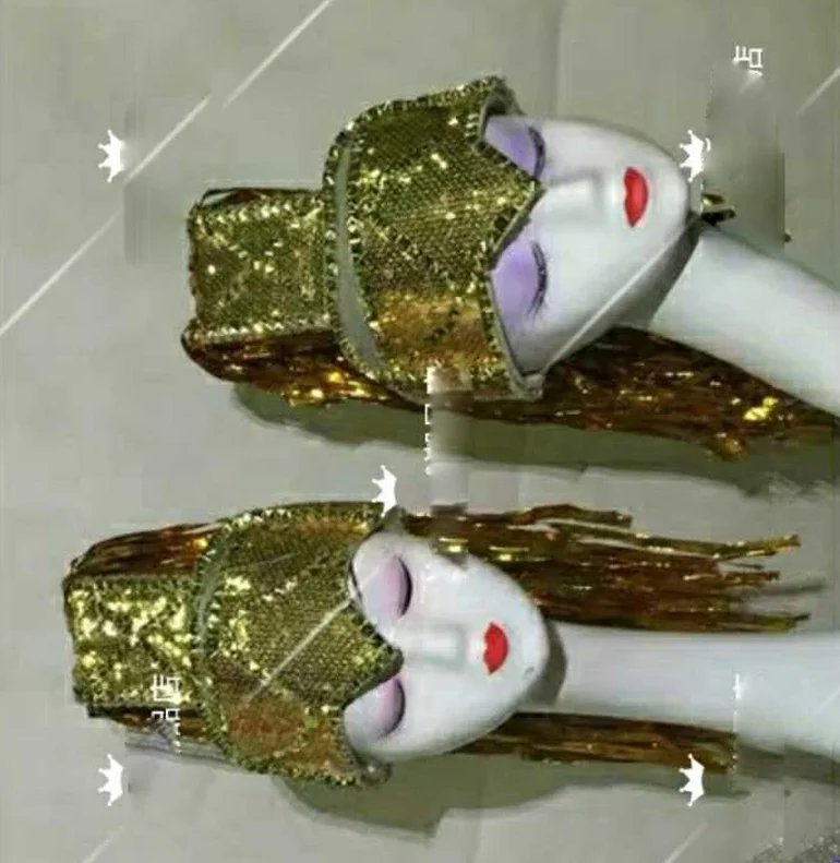 

Gold cosplay wigs halloween Bar nightclub dj gogo singer party show gold glitter wig exaggerated headwear