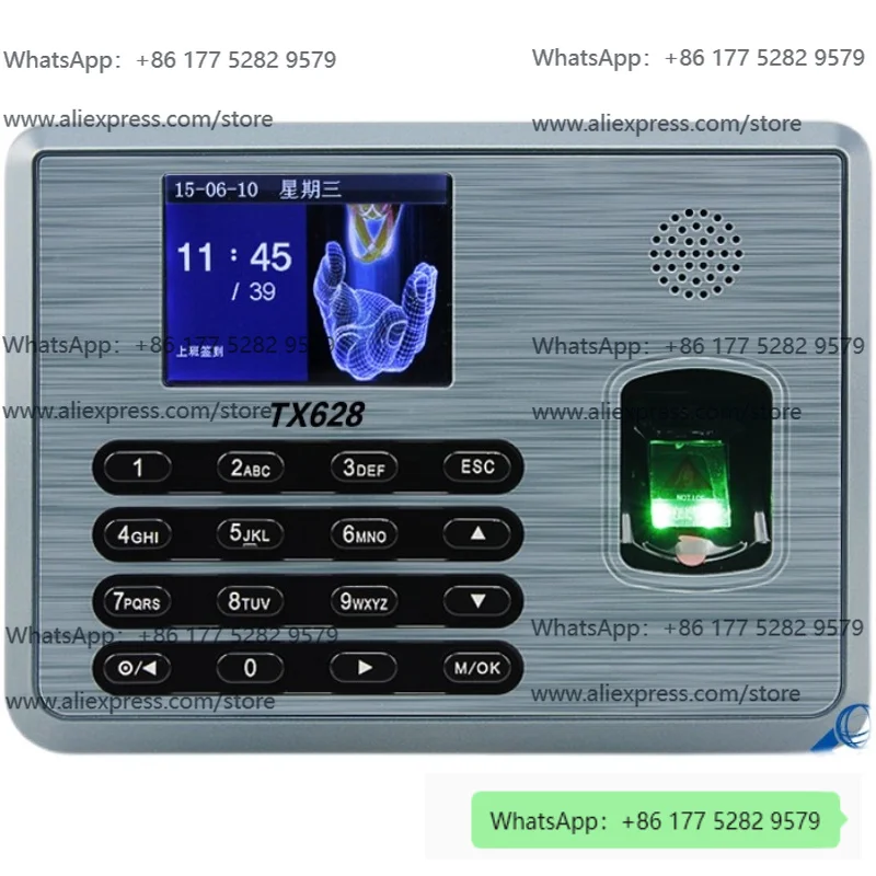 New TX628 3 Inch Color ScreenS30 TCP/IP RS232/485 Biometric Fingerprint Time Attendance Recorder Time Clock