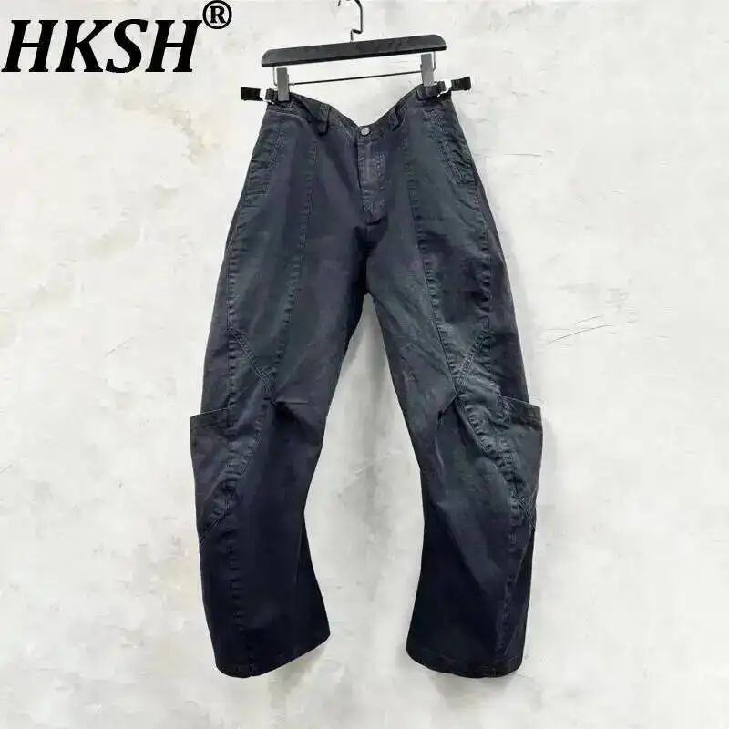 HKSH printemps automne nouveau homme marée Safari Style Vintage lavé sale colorant plissé ample mult