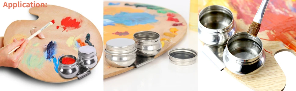 1pc Edelstahl Einzel/Doppel Löffel Palette Tasse Öl Behälter Farbe Megilp Terpentin Lösungsmittel Behälter mit Schraube kappe – Detail 4