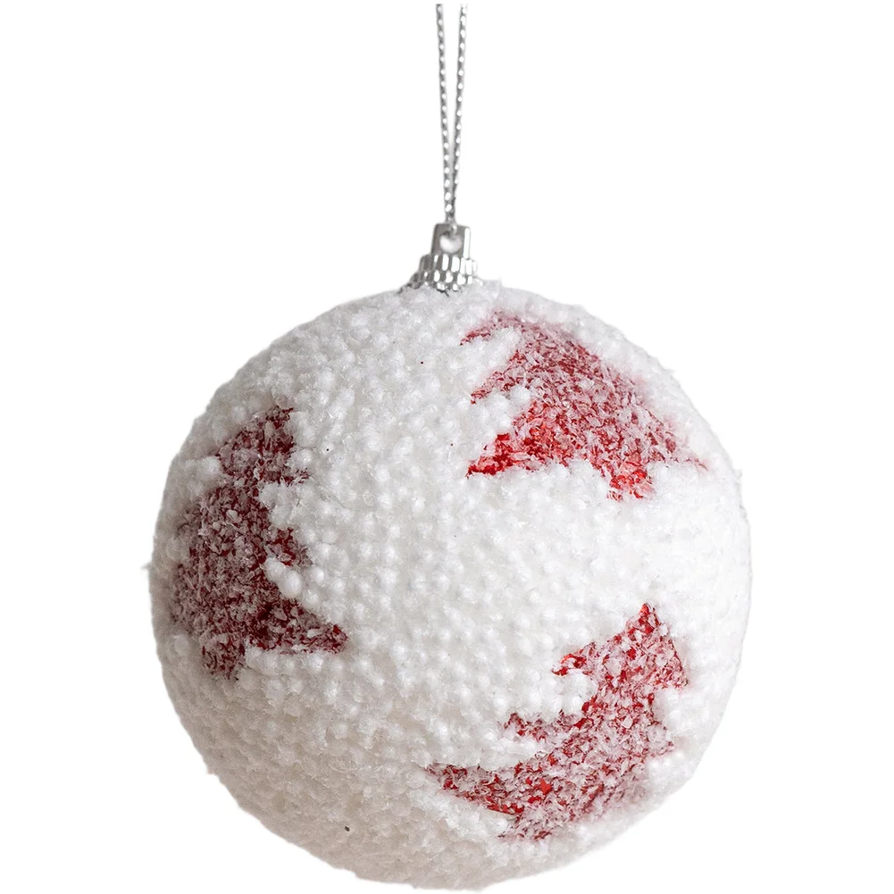 Red White Foam Christmas Ball Ornaments 8cm Diameter Snowflake Pattern Lightweight Decorations for Tree and Display