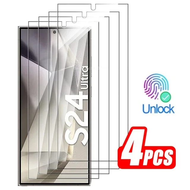 4pcs Screen Cover Tempered Glass Protective for Samsung S24 Ultra Tempered Glass for Samsung S24 S21 S22 S23 Plus S23 S21 S20 FE