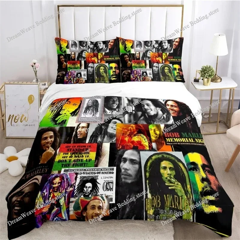 Bob Marley Duvet Cover Sets Music Legends Jamaica Singer Comfortable Bedspreads Queen King Size Bedding Sets Bedroom DecorFQH