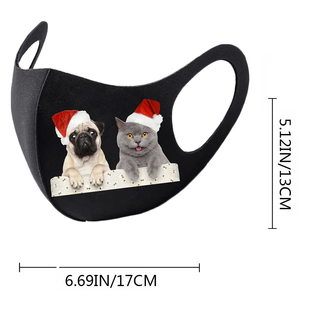 1 قطعة قناع مقاوم للغبار قابل للغسل عيد الميلاد قناع الحيوانات الأليفة الكرتون حماية عطلة شعبية متعة متنوعة من الأنماط اليومية متعددة الوظائف #6