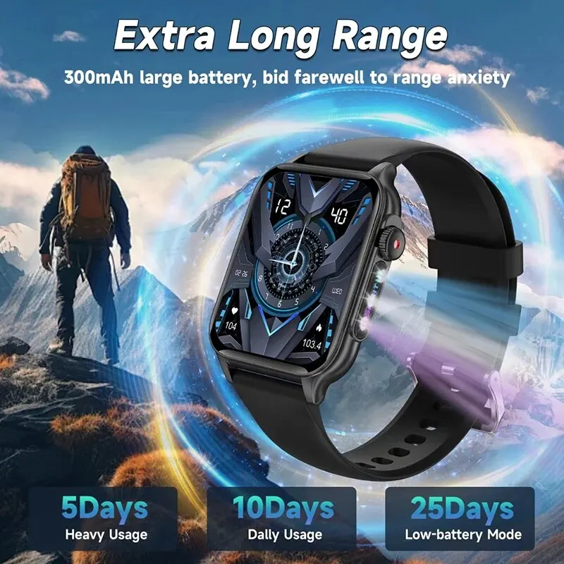 1.91” 380mah Colorful LED Light Outdoor Sports Smart Watches with Heart Rate True Blood Oxygen Activity Tracker for Android IOS