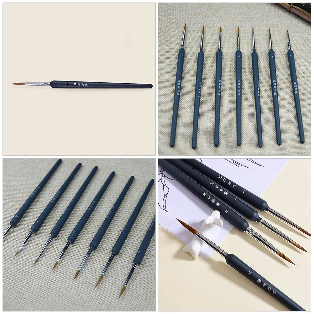

10pcs Painting Brush Set High-Grade Wood Detail Fine Liners for Oil Watercolor Nail Art Drawing Supplies Artists Durable