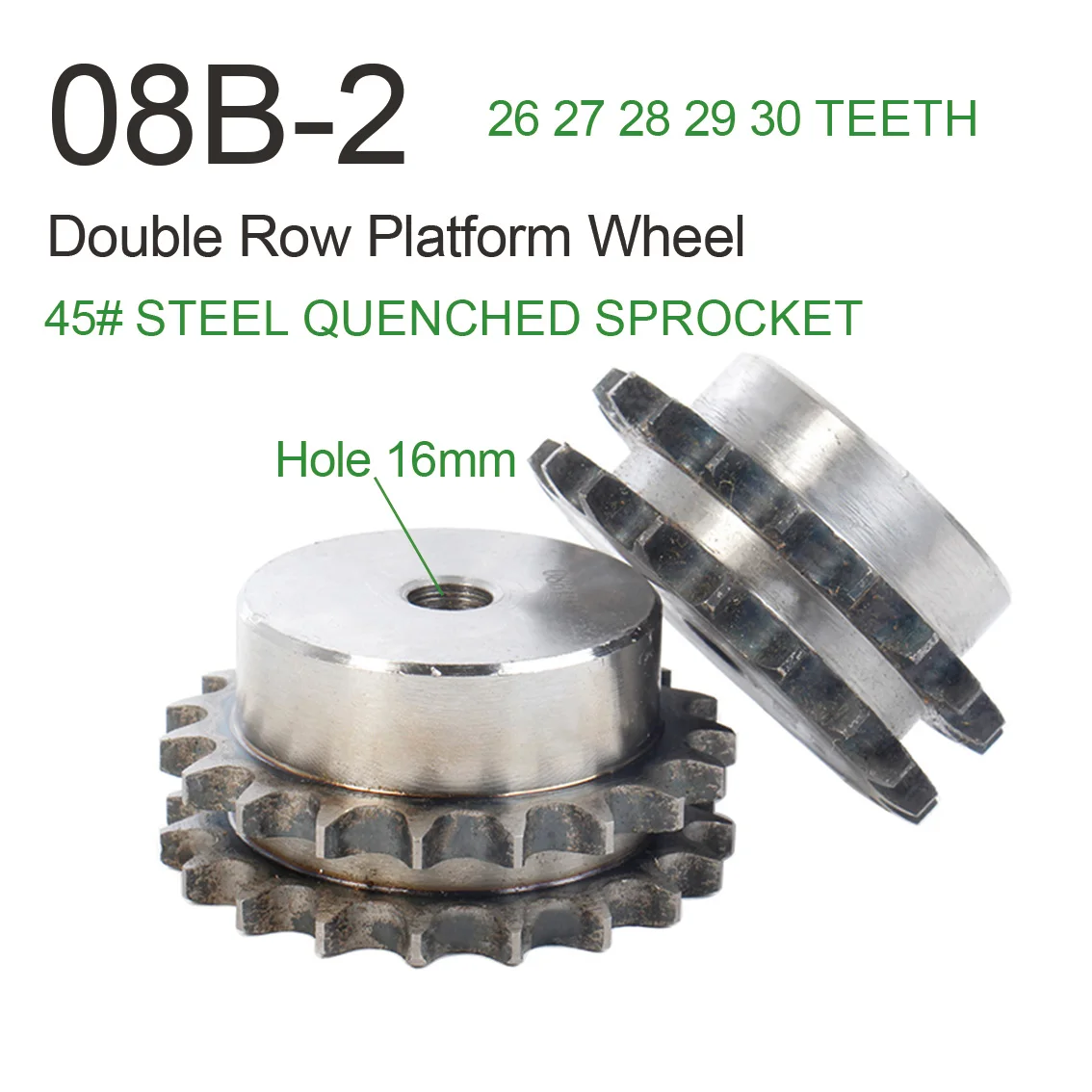 1pcs-26-27-28-29-30-teeth-08b-2-double-row-platform-wheel-45-steel-quenched-chain-wheel-hole16mm-equipped-with-double-row-chains