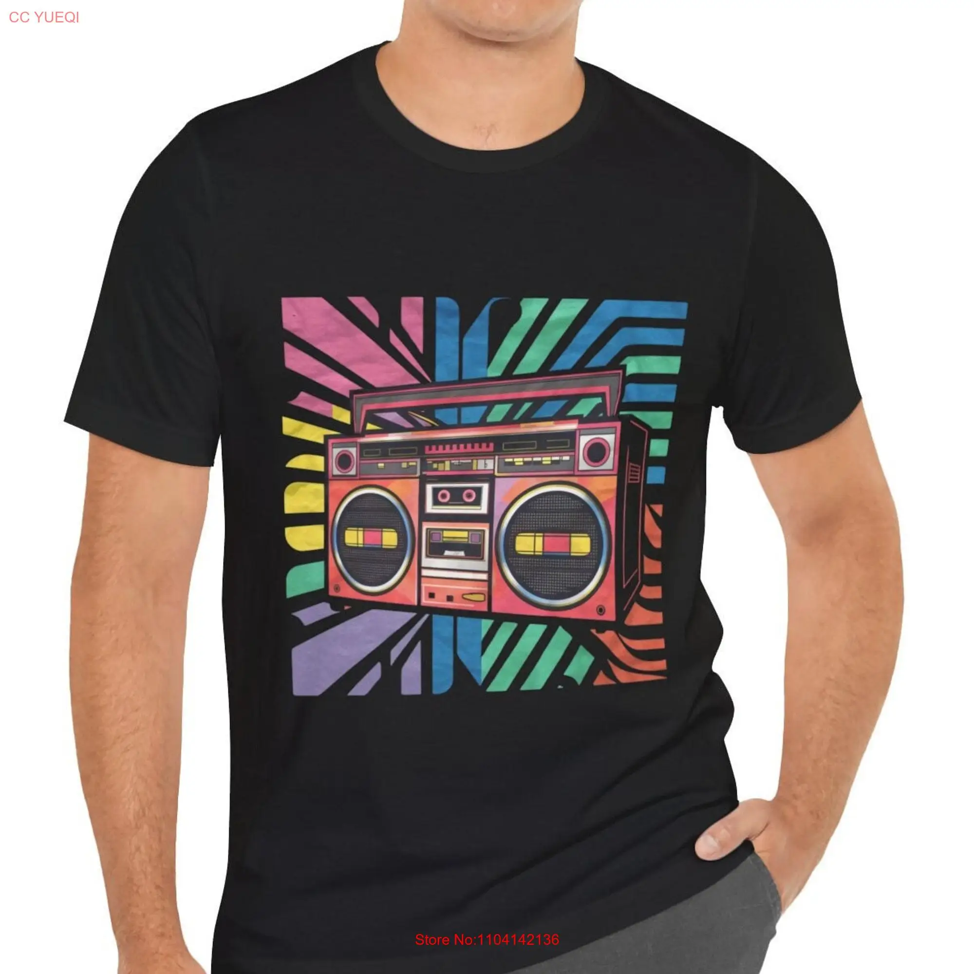 Retro Boombox Stereo T Shirt Jersey   long or short sleeves