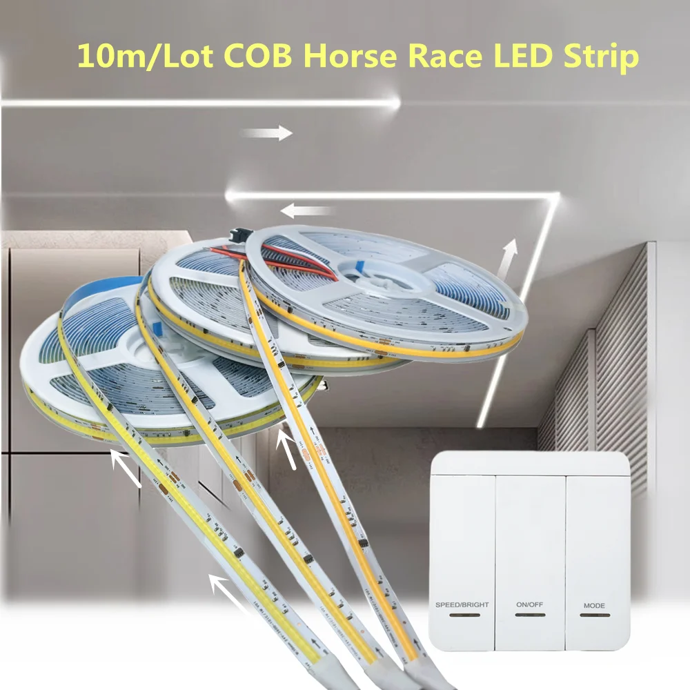 

COB Running Water Flowing LED Strip Light WS2811 Pixel IC DC 24V Flexible Ribbon ON/OFF Switch Sync Control Horse Race Tape Lamp