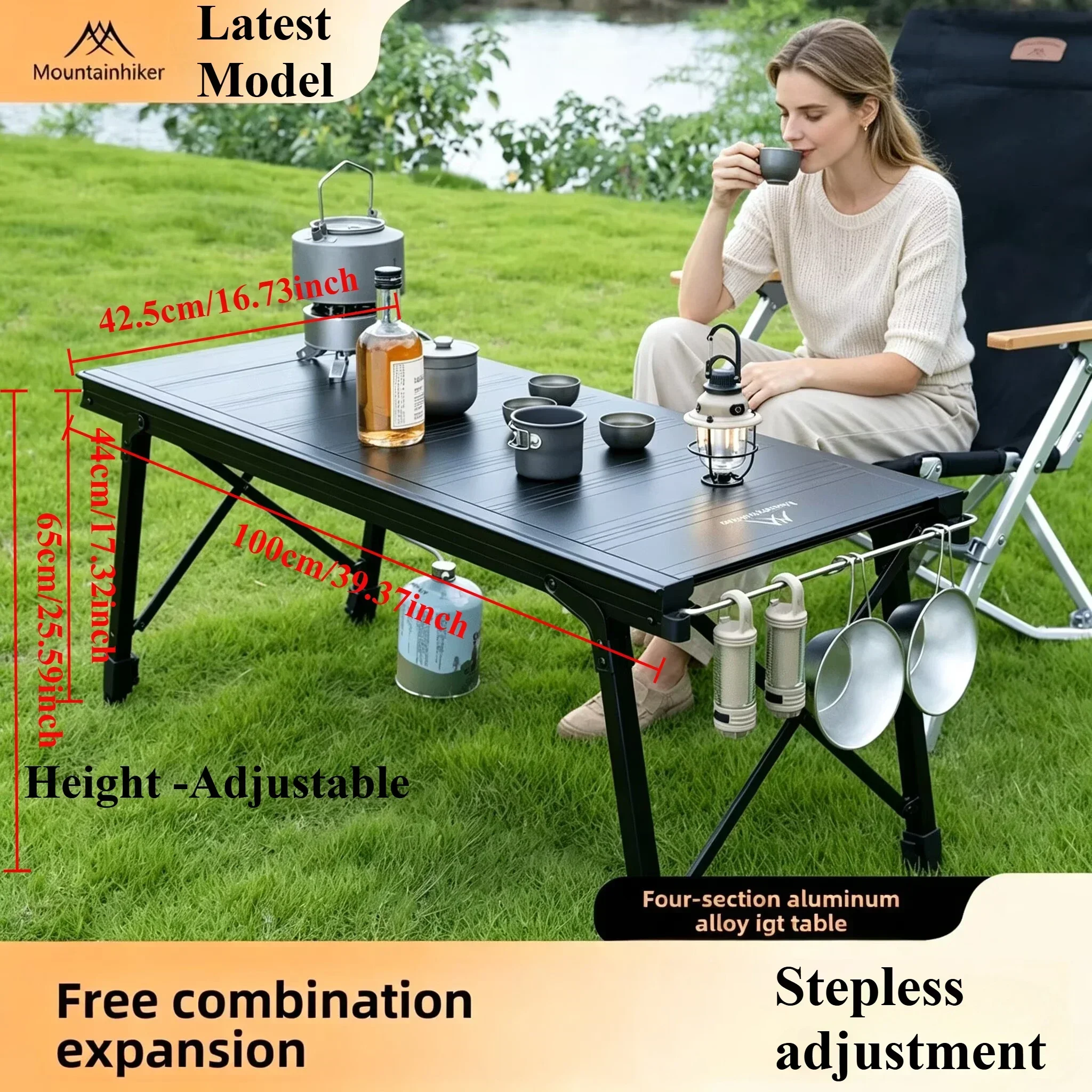 Mountainhiker Klappbarer IGT Camping-Lifttisch Upgrade, Tragbares Outdoor IGT Kochsystem, 3-5 Tische, Multifunktionaler Campingtisch