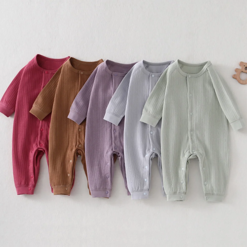 

Baby Onesies Newborn Long Sleeve Romper Solid Color Cotton Spring Autumn Unisex Baby Jumpsuits For Boys Girls Infant Clothes