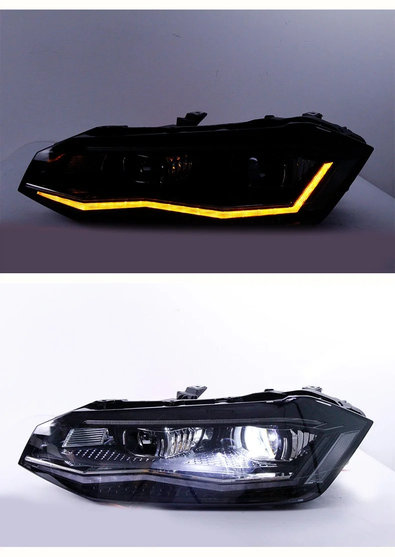 for Volkswagen 19 New Polo Plus Headlight Assembly Modifying Daytime Running Lights Flowing Turn signal Headlights