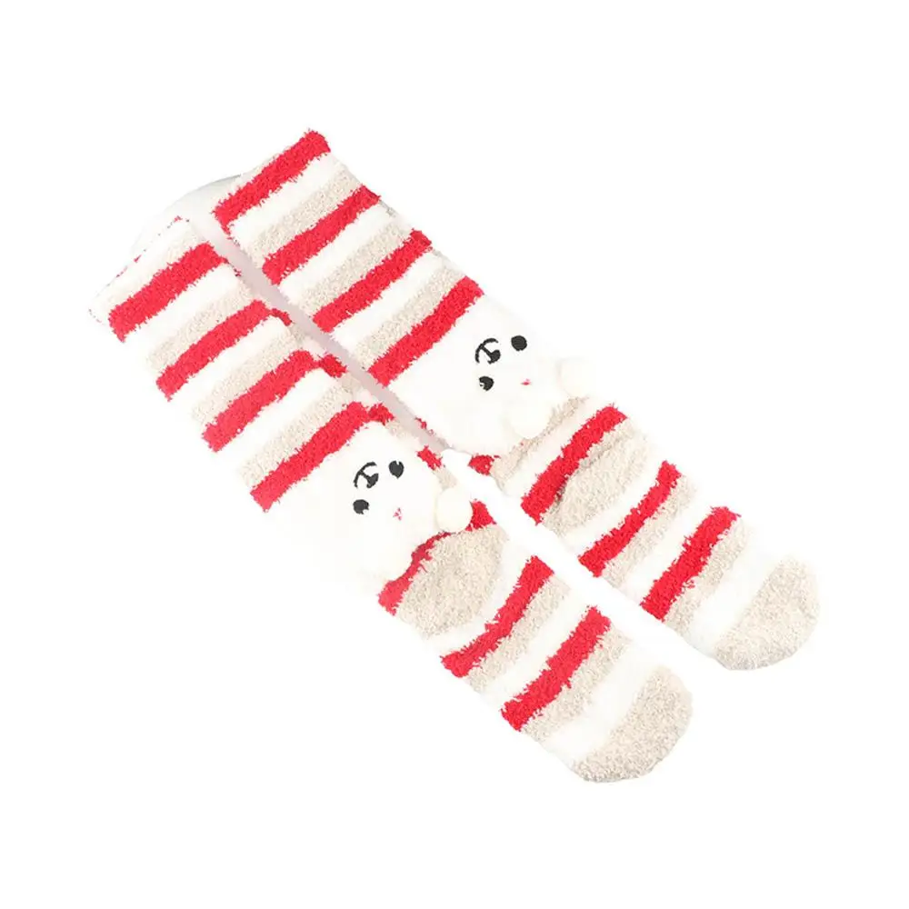 

Elastic Snowman Coral Fleece Santa Claus Stripe Bow Women Floor Socks Cotton Calf Socks Christmas Stockings Ladies Hosiery