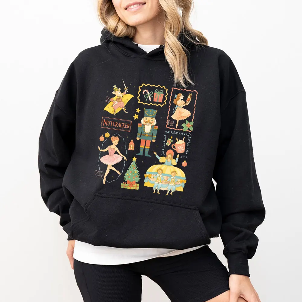 

Женская толстовка «Щелкунчик» на Рождество, винтажный свитшот «Балерина-Щелкунчик», праздничный топ для вечеринок, с принтом «Сахарная фея»