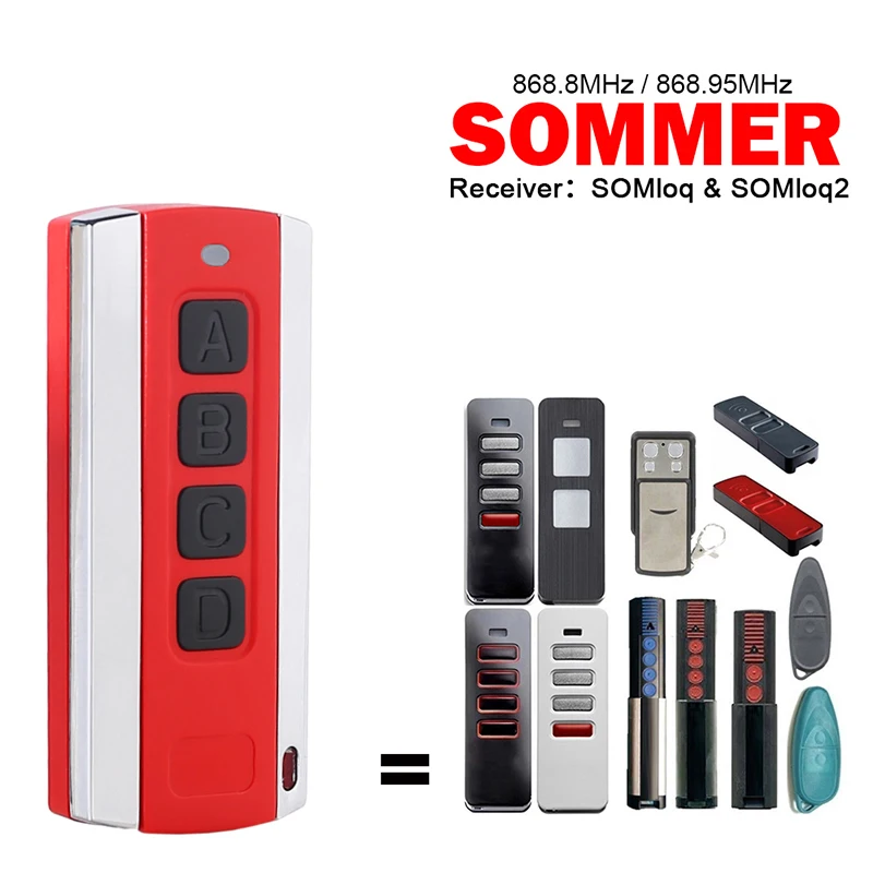 

SOMMER PEARL VIBE SOMloq 4019V000 4019V001 4019V003 4019V021 TX55-868-4 Ручной передатчик для открывания гаражных ворот с дистанционным управлением