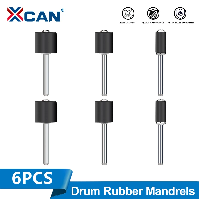 XCAN 6pcs Rubber Drum Mandrels 1/8 Inch Shank for Dremel Accessories Rotary Tools 1/2 3/8 1/4 Inch Mandrels for Sanding Grinding
