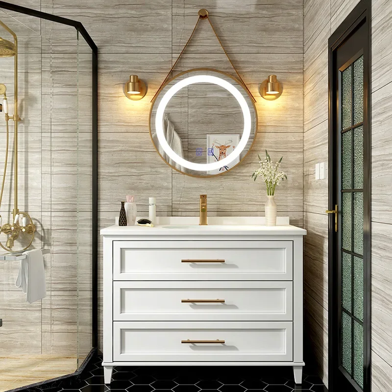 Modern White Bathroom Vanity with Sink and Ample Storage Premium Construction Soft-Close Drawers Ceramic Basin Easy Assembly