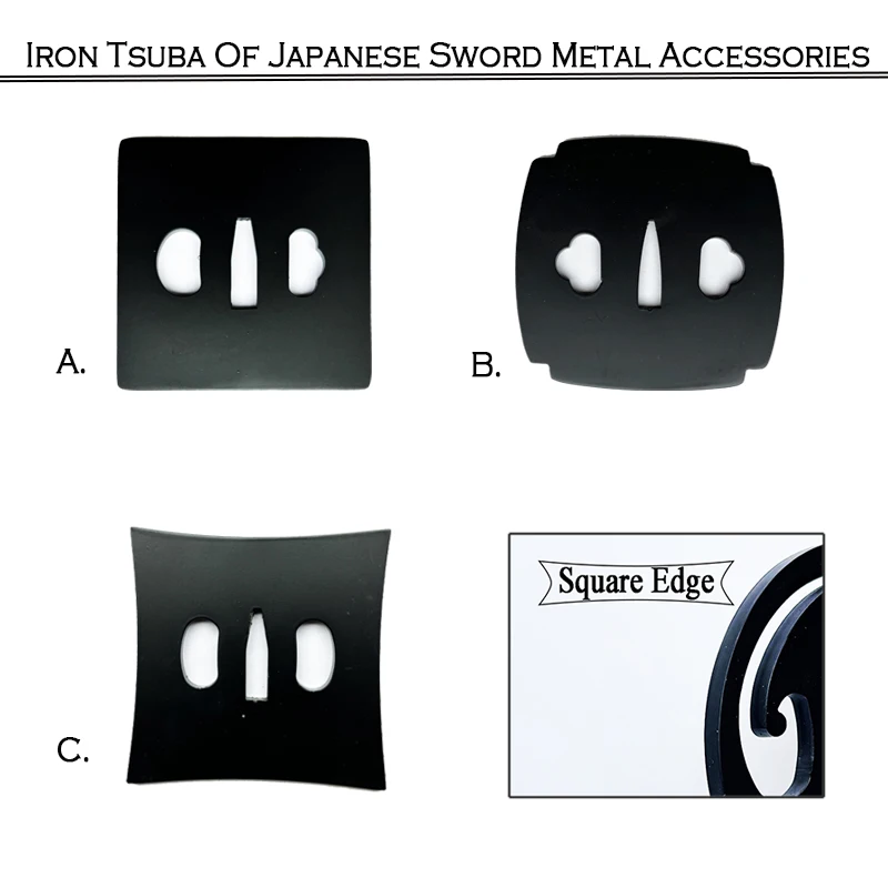 Tsuba Iron,Katana Guard, Samurai Sword Metal Fittings, Sword Decoration, Three Options,Square,Brand New
