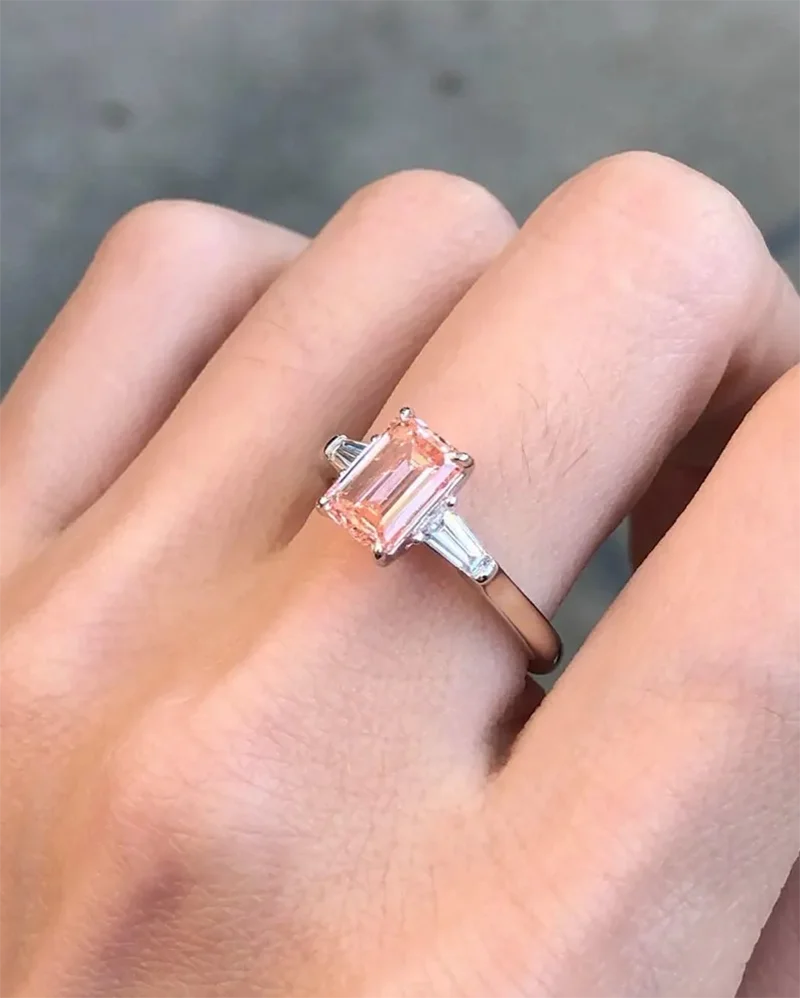 3Ct Fincy Pink Oval Cut & 0.5Ctw Side Stones DEF/VS VVS Lab Grown Diamond 14K /10k Gold Women Ring IGI Certificate