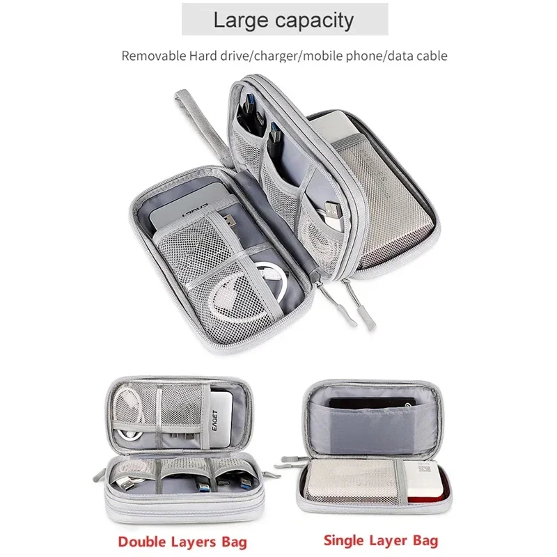 

Data Cable Storage Bag Waterproof Portable Carry Case Storage Bag Travel Organizer Bag for Cable Cord USB Charger New